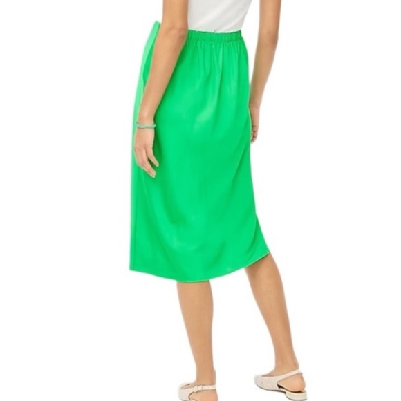 J.Crew A-Line Satin Slip Midi Skirt in Vintage Kelly Green - Picture 2 of 10